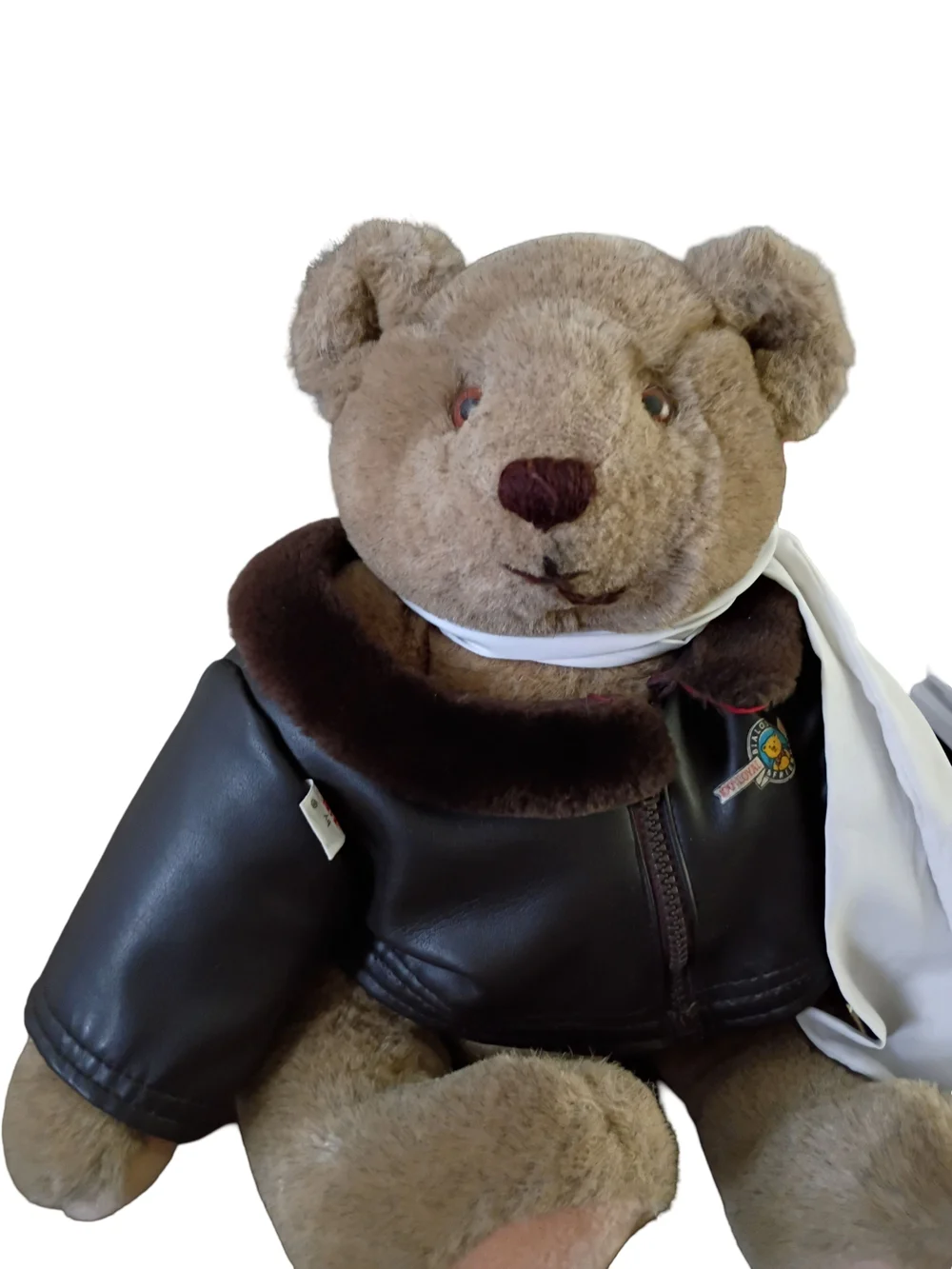 Gund Vintage 1982 Plush Pilot Bear in Brown with White Scarf